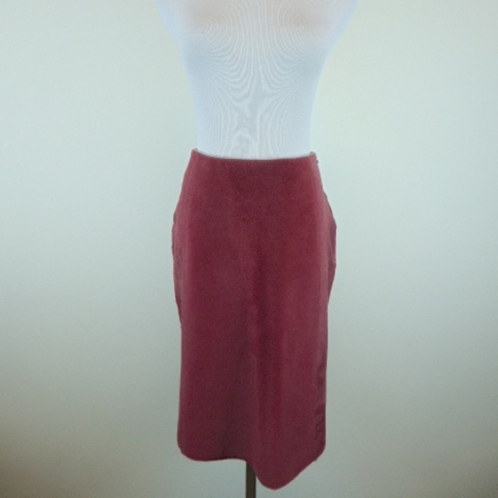 MARIA DI RIPABIANCA  red LAMB Hair calf LEATHER Skirt 12 i46 made in Italy